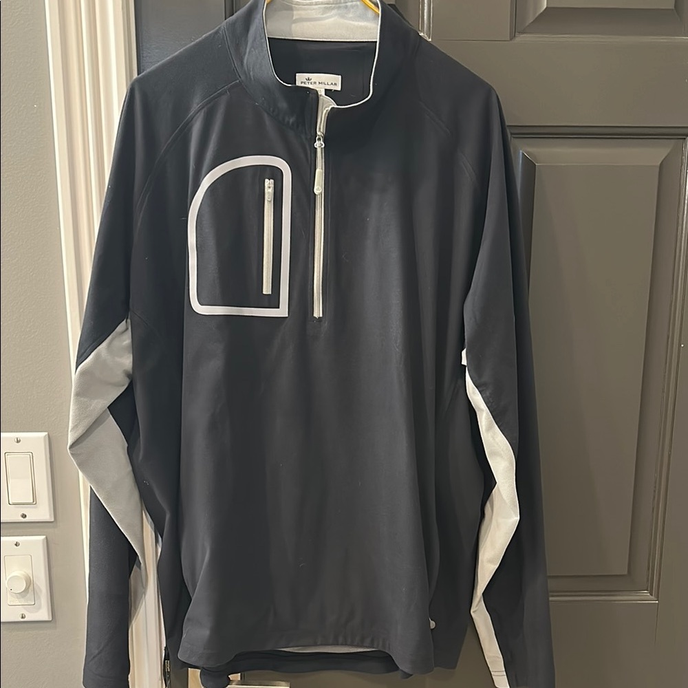 Peter Millar Black and White Quarter-Zip Pullover